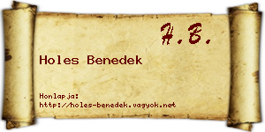 Holes Benedek névjegykártya